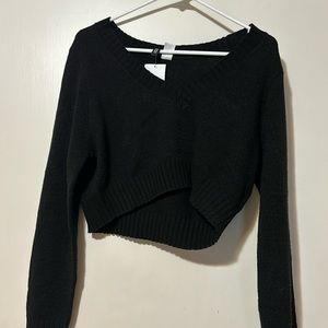 H & M- Cropped Black Sweater, NEW WITH TAGS